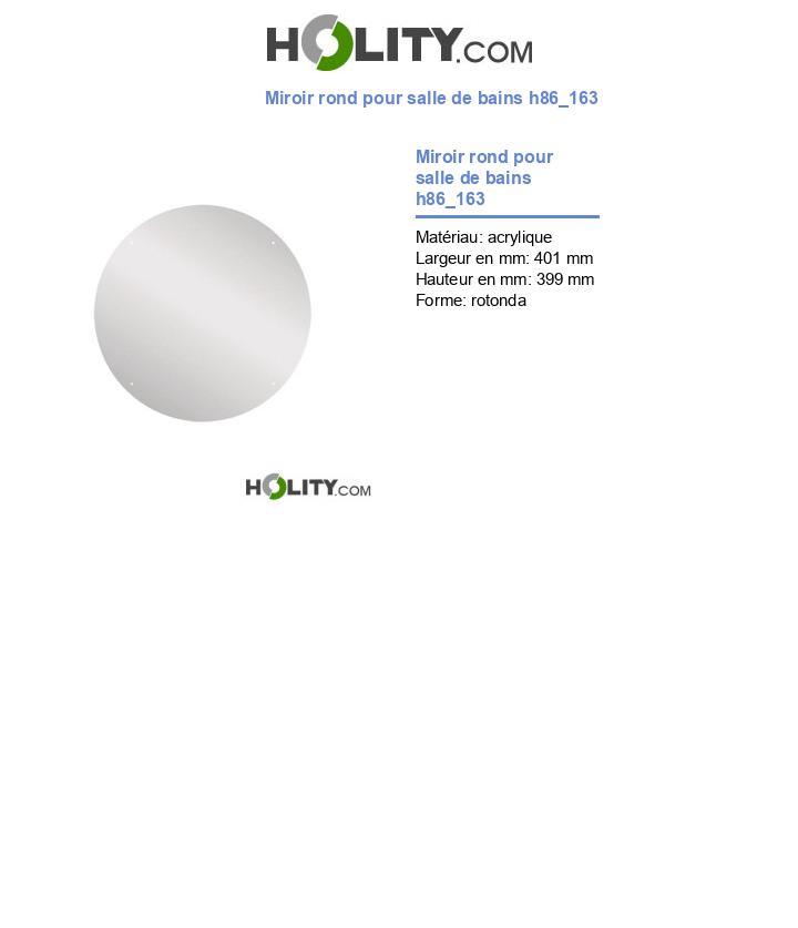 Miroir rond pour salle de bains h86_163