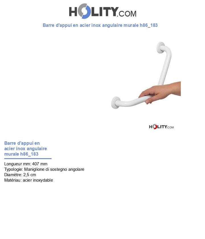 Barre d'appui en acier inox angulaire murale h86_183