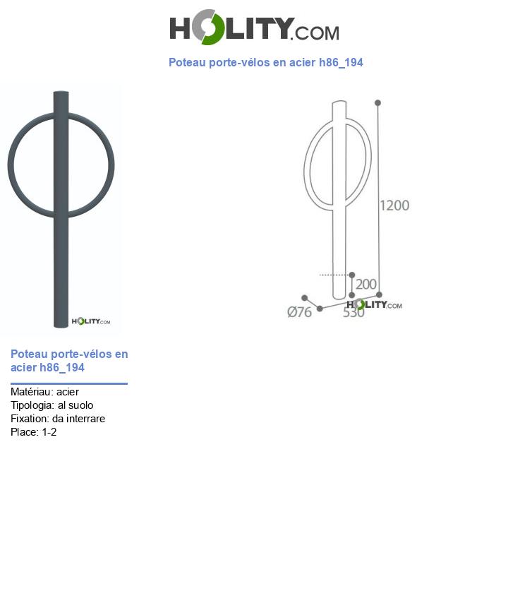 Poteau porte-vélos en acier h86_194