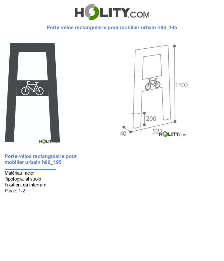 Porte-vélos rectangulaire pour mobilier urbain h86_195
