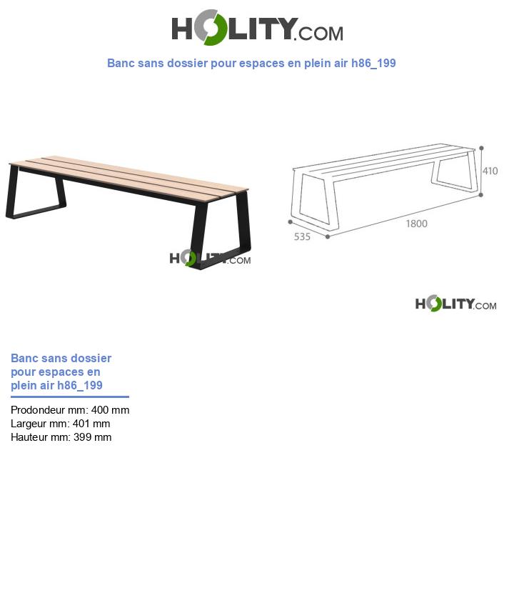 Banc sans dossier pour espaces en plein air h86_199