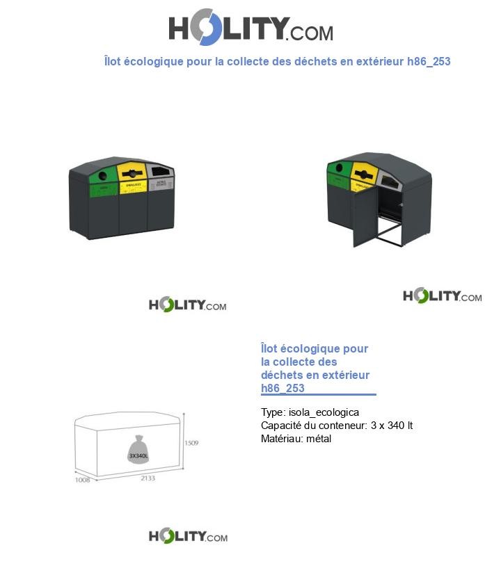 Îlot écologique pour la collecte des déchets en extérieur h86_253