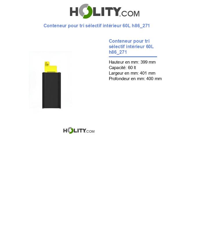 Conteneur pour tri sélectif intérieur 60L h86_271