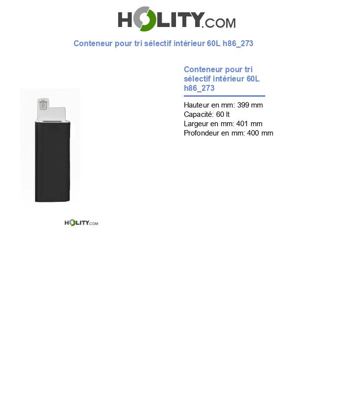 Conteneur pour tri sélectif intérieur 60L h86_273