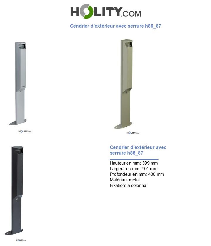 Cendrier d’extérieur avec serrure h86_87