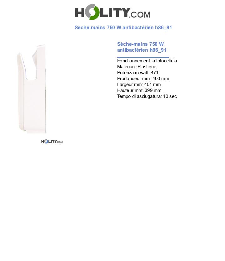 Sèche-mains 750 W antibactérien h86_91