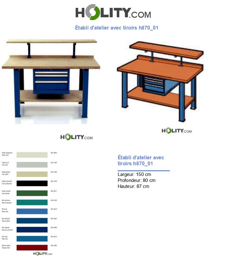 Établi d'atelier avec tiroirs h870_01