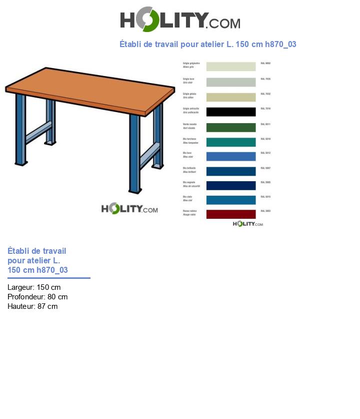 Établi de travail pour atelier L. 150 cm h870_03