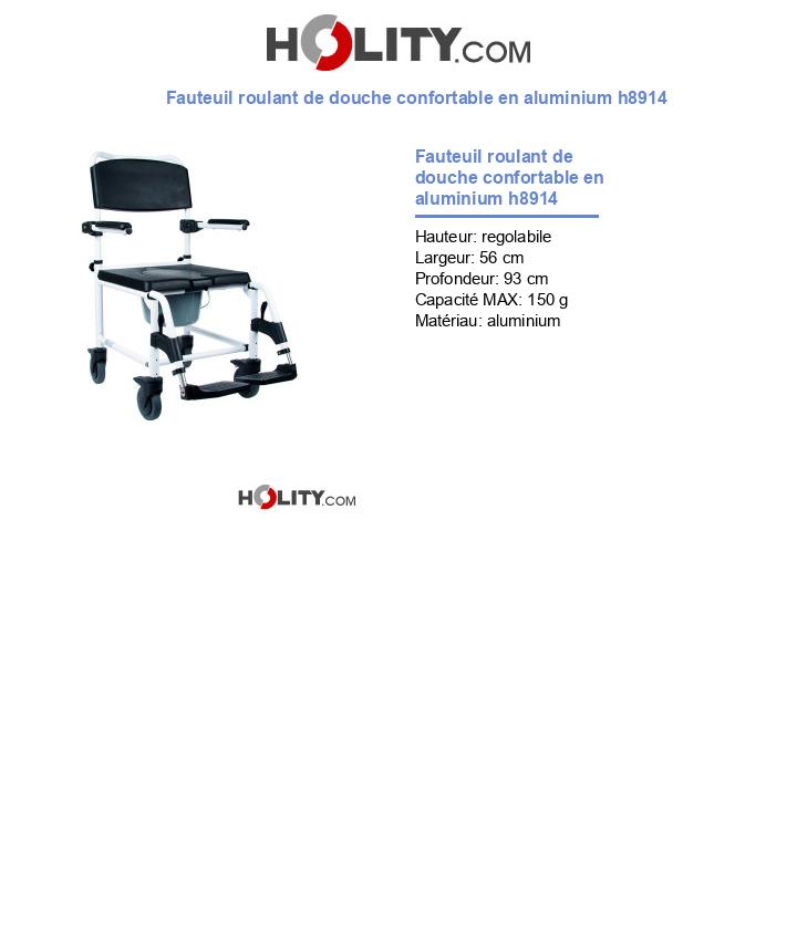 Fauteuil roulant de douche confortable en aluminium h8914