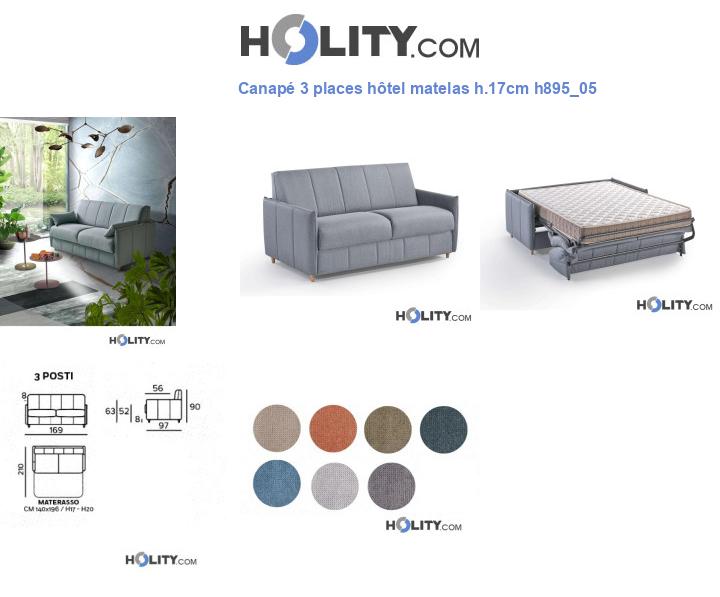 Canapé 3 places hôtel matelas h.17cm h895_05