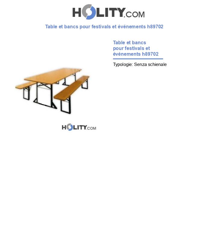 Table et bancs pour festivals et événements h89702