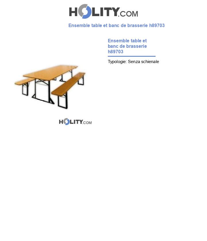 Ensemble table et banc de brasserie h89703