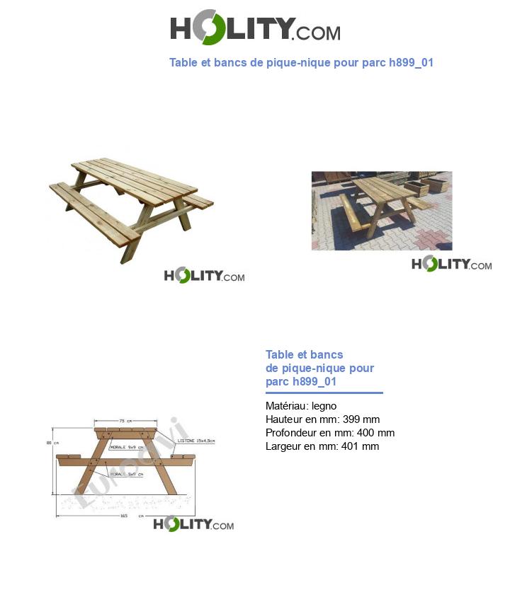 Table et bancs de pique-nique pour parc h899_01