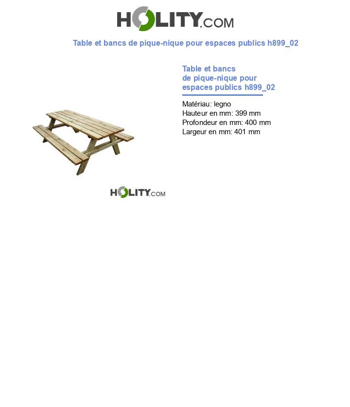 Table et bancs de pique-nique pour espaces publics h899_02