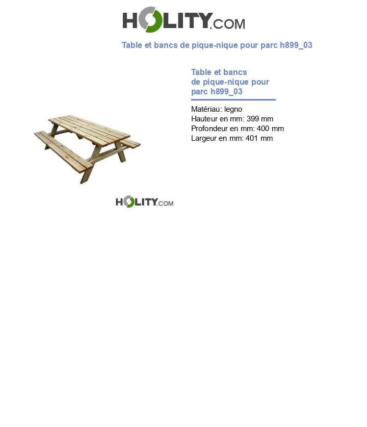 Table et bancs de pique-nique pour parc h899_03