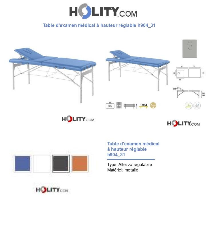Table d'examen médical à hauteur réglable h904_31