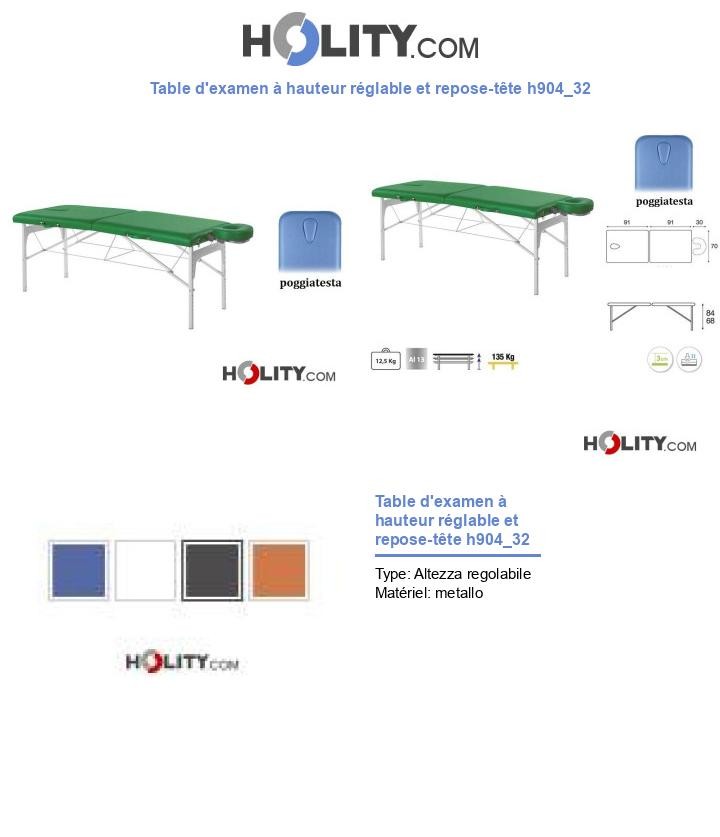Table d'examen à hauteur réglable et repose-tête h904_32