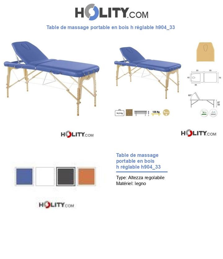 Table de massage portable en bois h réglable h904_33
