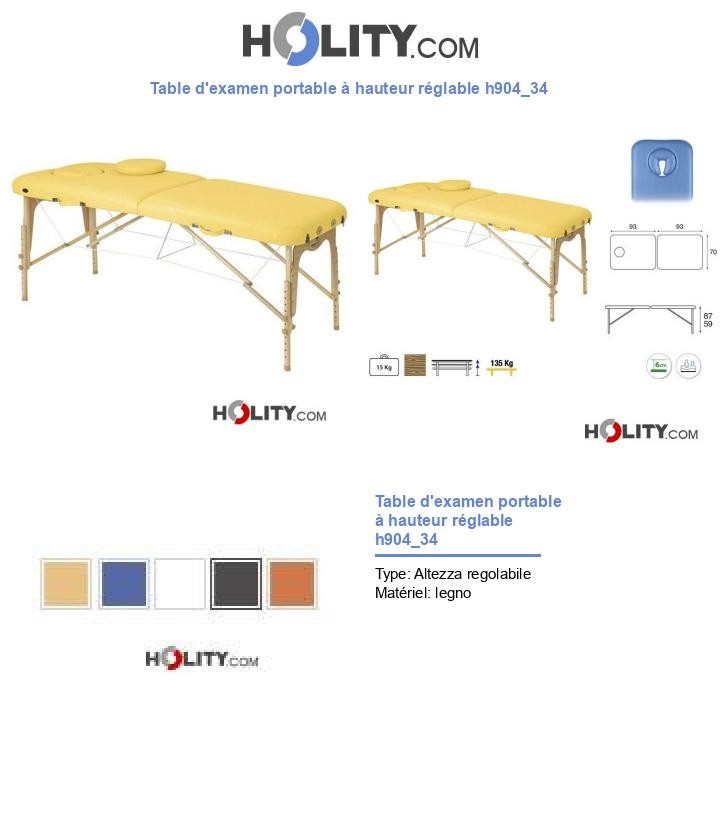 Table d'examen portable à hauteur réglable h904_34