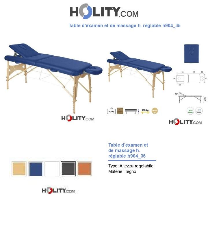 Table d'examen et de massage h. réglable h904_35
