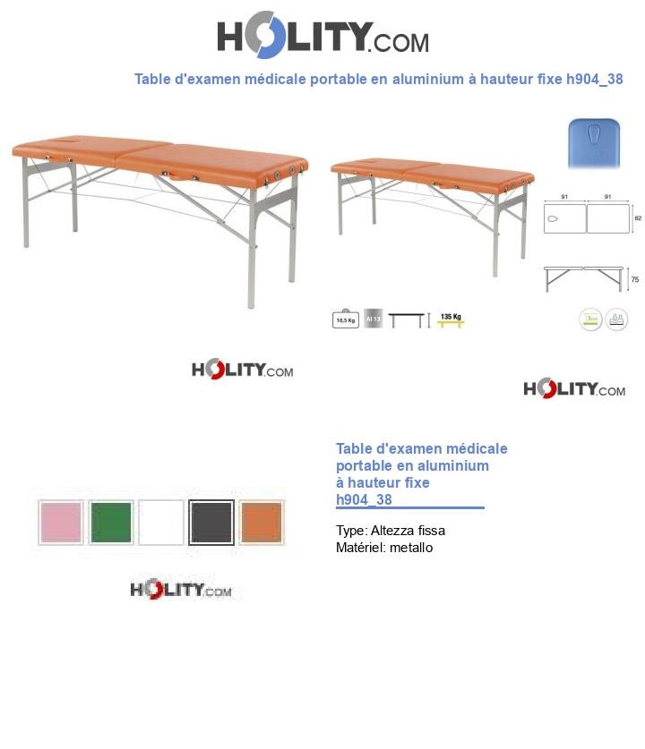 Table d'examen médicale portable en aluminium à hauteur fixe h904_38