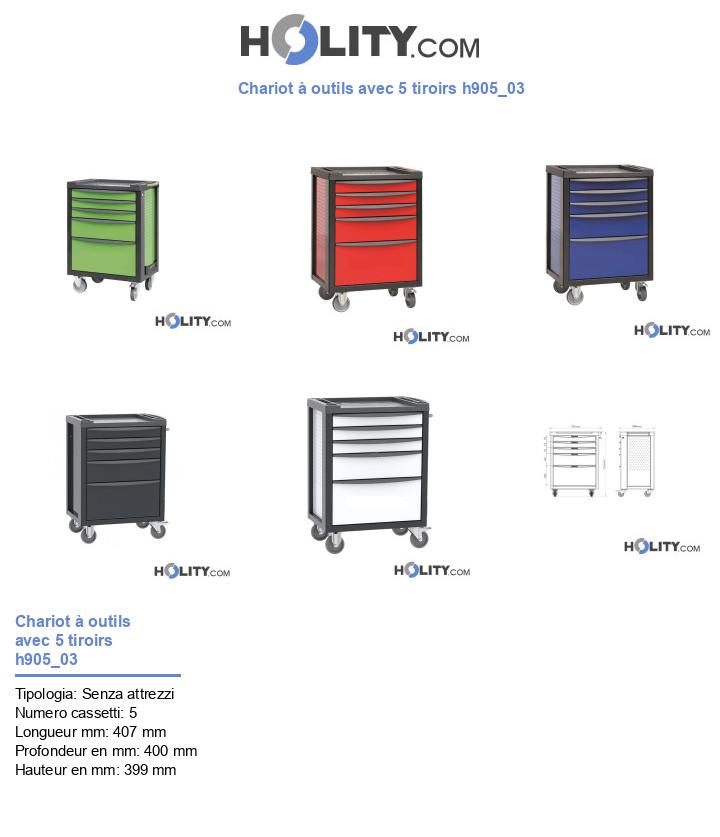 Chariot à outils avec 5 tiroirs h905_03