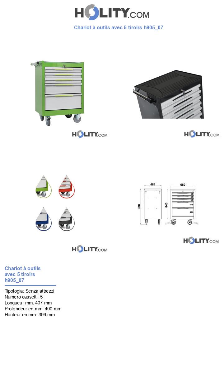 Chariot à outils avec 5 tiroirs h905_07