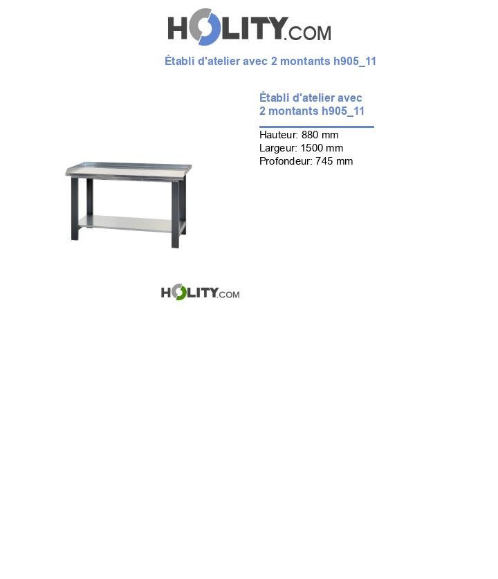 Établi d'atelier avec 2 montants h905_11
