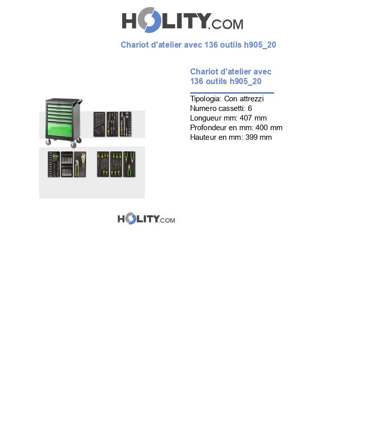 Chariot d'atelier avec 136 outils h905_20