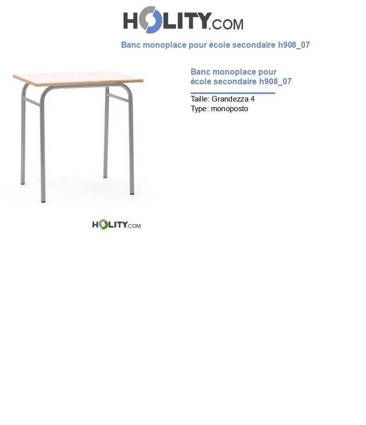 Banc monoplace pour école secondaire h908_07