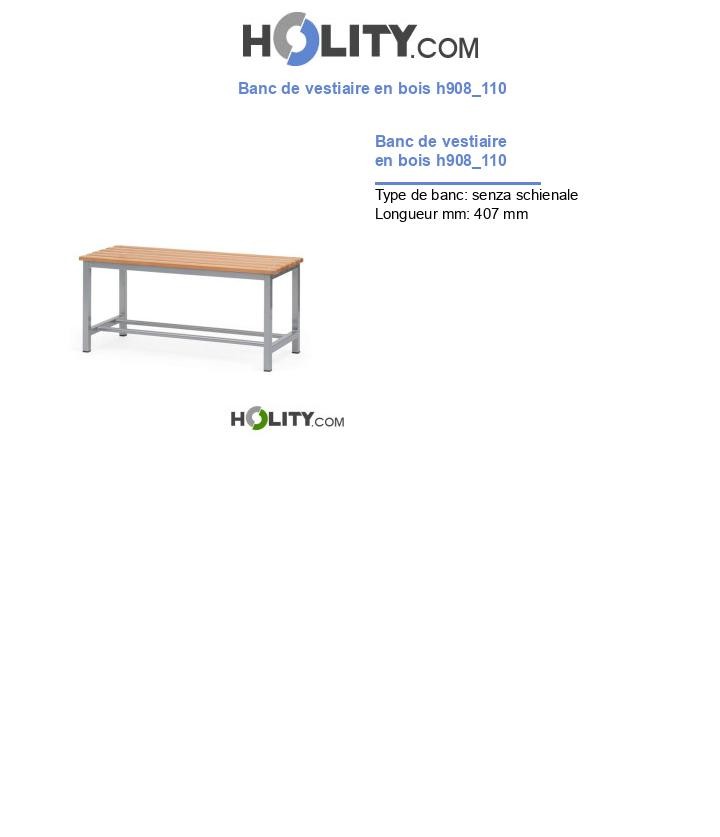 Banc de vestiaire en bois h908_110