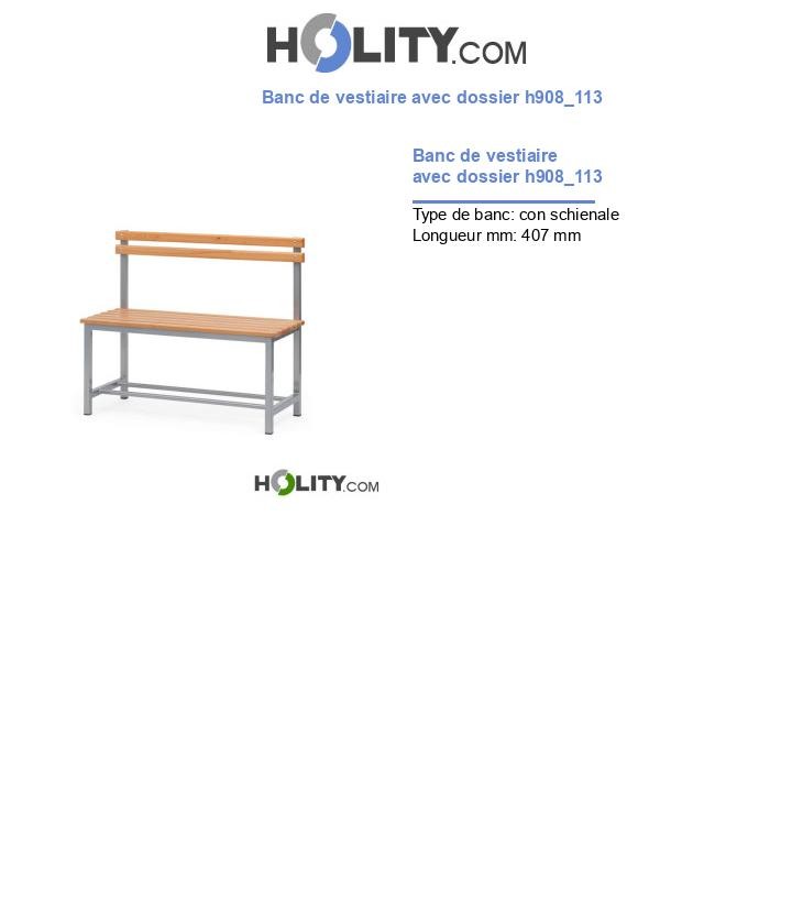 Banc de vestiaire avec dossier h908_113