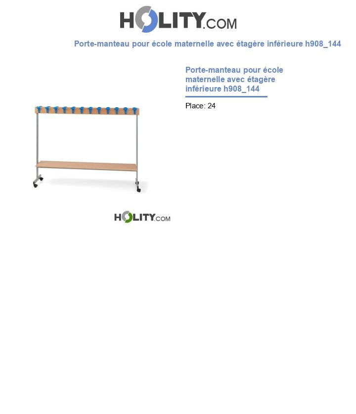 Porte-manteau pour école maternelle avec étagère inférieure h908_144