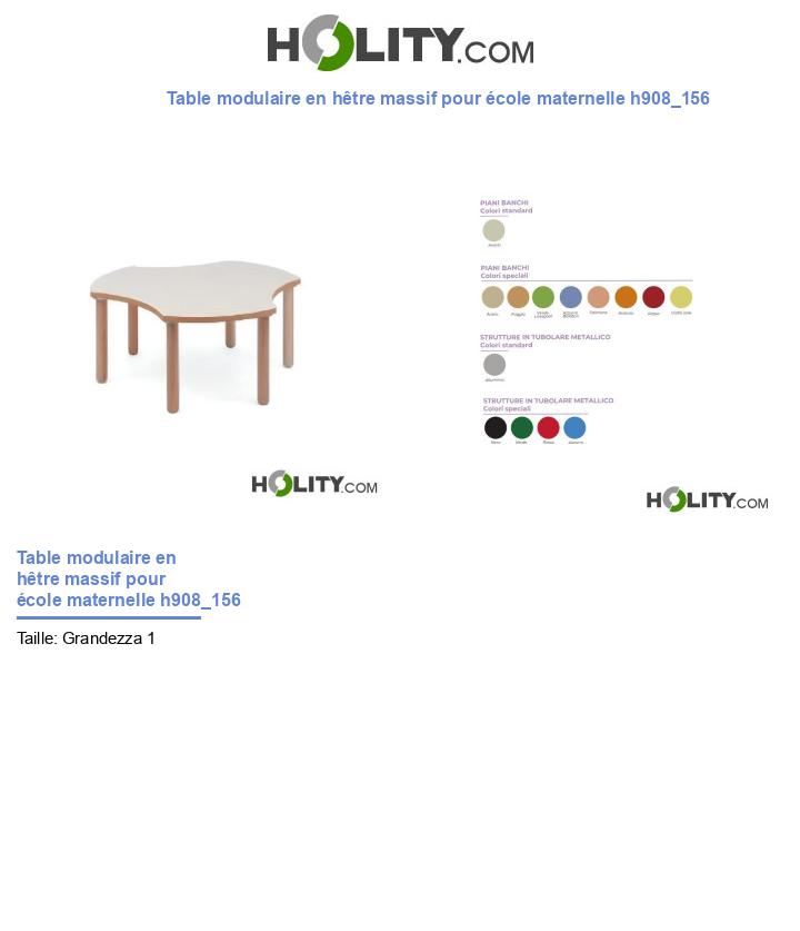 Table modulaire en hêtre massif pour école maternelle h908_156