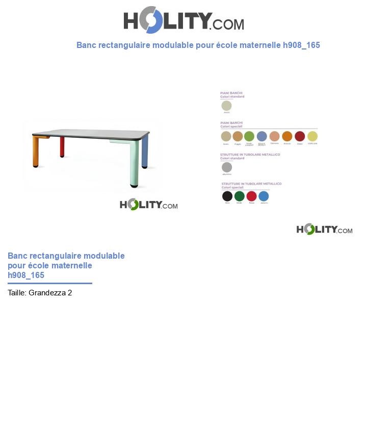 Banc rectangulaire modulable pour école maternelle h908_165
