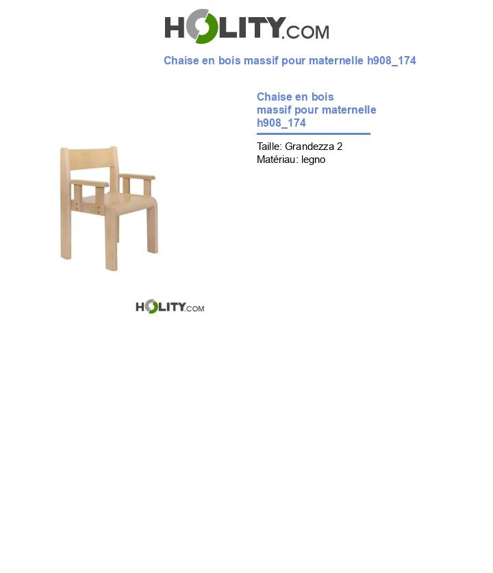 Chaise en bois massif pour maternelle h908_174