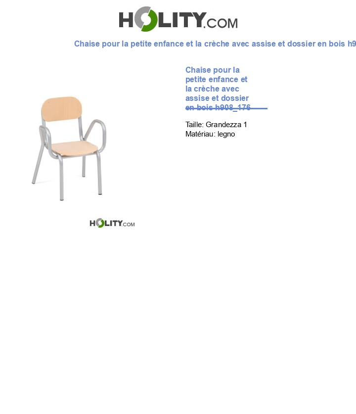 Chaise pour la petite enfance et la crèche avec assise et dossier en bois h908_176