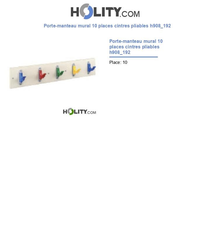 Porte-manteau mural 10 places cintres pliables h908_192