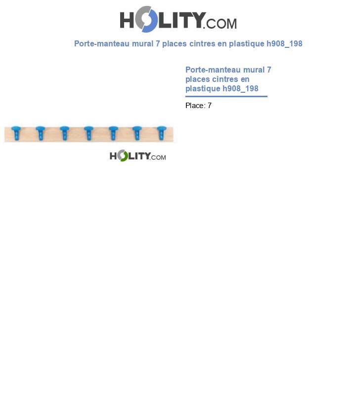 Porte-manteau mural 7 places cintres en plastique h908_198