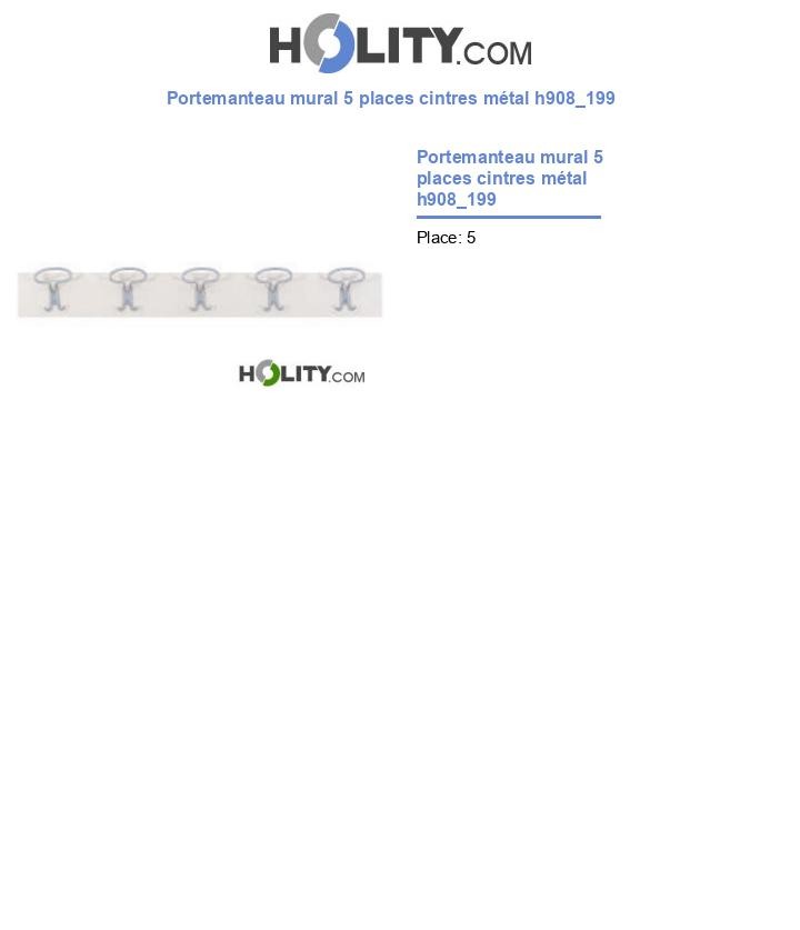 Portemanteau mural 5 places cintres métal h908_199