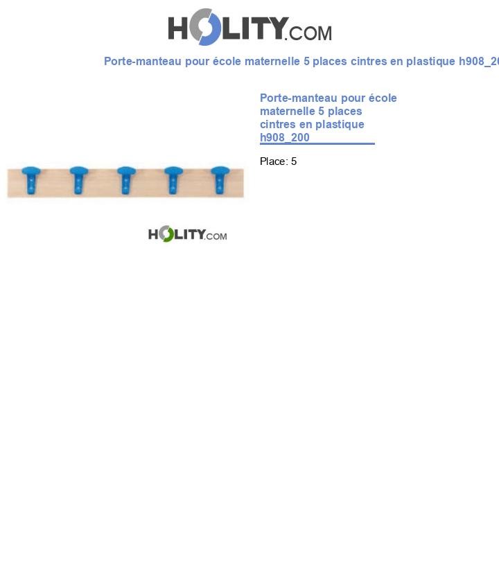 Porte-manteau pour école maternelle 5 places cintres en plastique h908_200