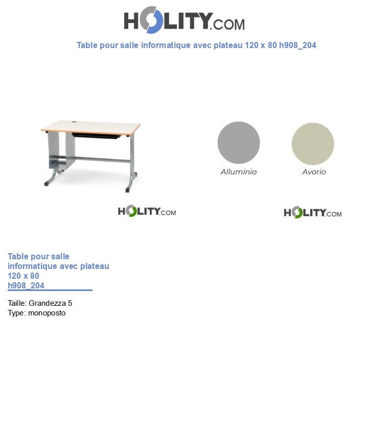 Table pour salle informatique avec plateau 120 x 80 h908_204