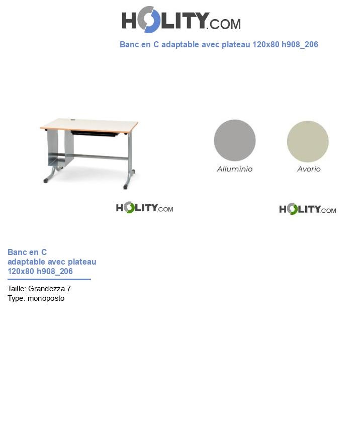 Banc en C adaptable avec plateau 120x80 h908_206