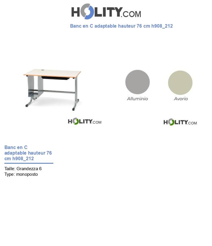 Banc en C adaptable hauteur 76 cm h908_212