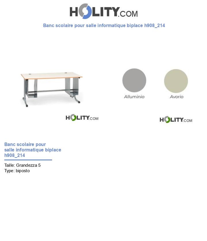 Banc scolaire pour salle informatique biplace h908_214