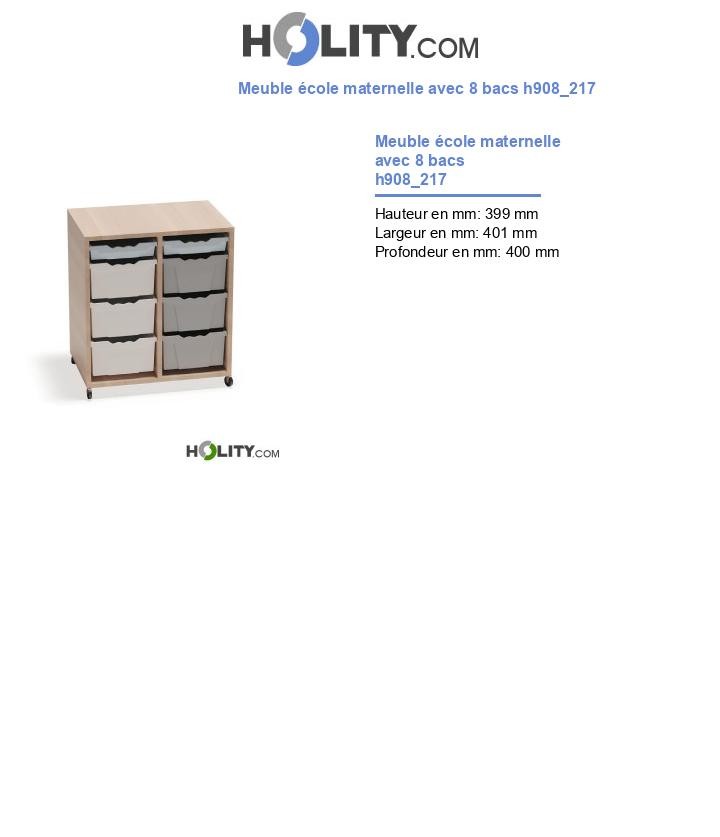 Meuble école maternelle avec 8 bacs h908_217
