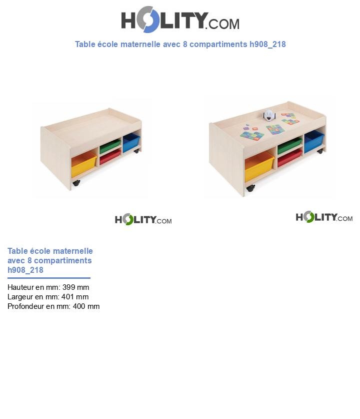 Table école maternelle avec 8 compartiments h908_218