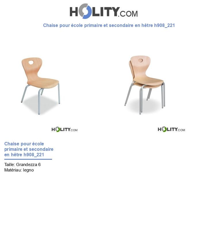 Chaise pour école primaire et secondaire en hêtre h908_221