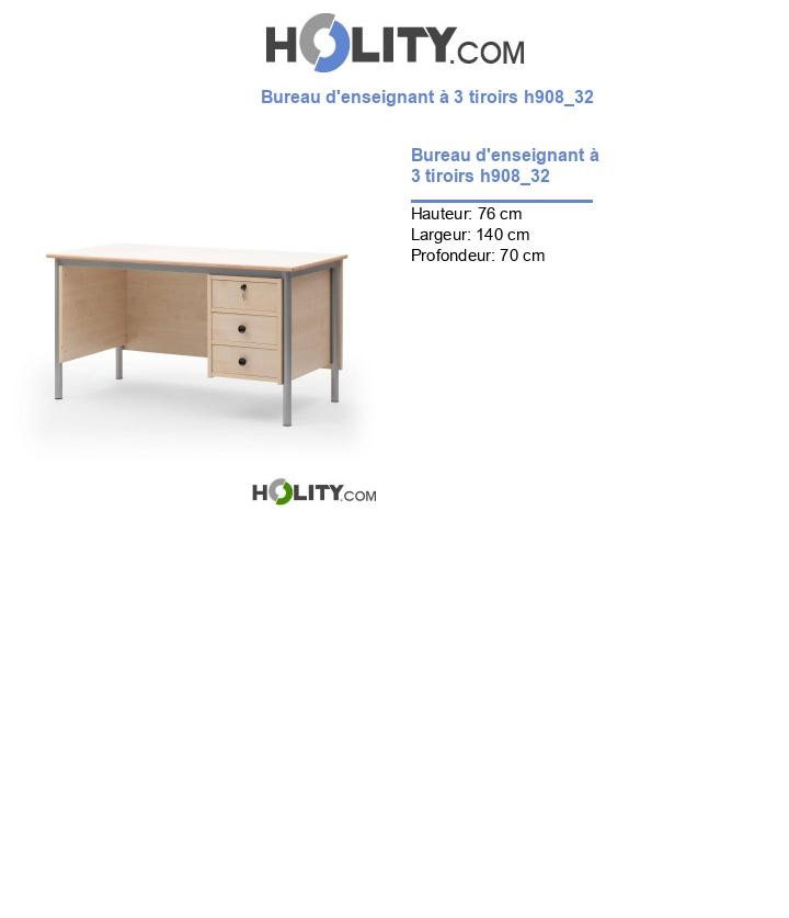 Bureau d'enseignant à 3 tiroirs h908_32