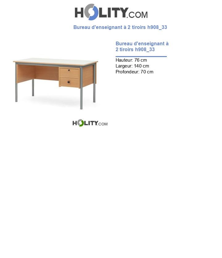 Bureau d'enseignant à 2 tiroirs h908_33